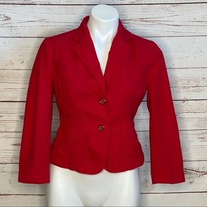Elevenses | Anthropolgie Red Back Tie Blazer sz 8
